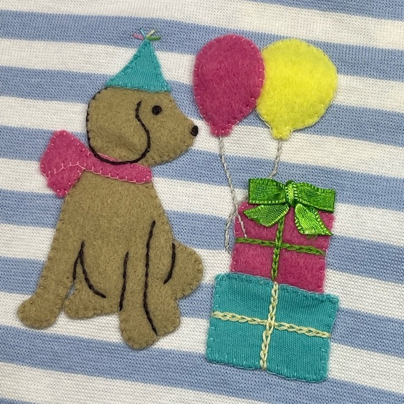 NWT Luigi Applique Birthday Party Dog A Line Stripe Dress - Picture 3 of 6